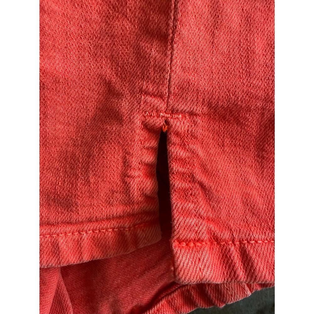 Current Elliot The Mechanic Jacket Fire Red Size 1 Small Button Up Denim Cotton - Picture 7 of 8